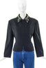 Byblos Black Wool Zip-Up Jacket with Costume Jewel Details on Collar