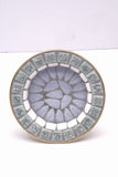 Four Vintage Japanese Porcelain Mosaic Tile Dishes with Gold Metal Back.