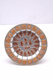 Four Vintage Japanese Porcelain Mosaic Tile Dishes with Gold Metal Back.