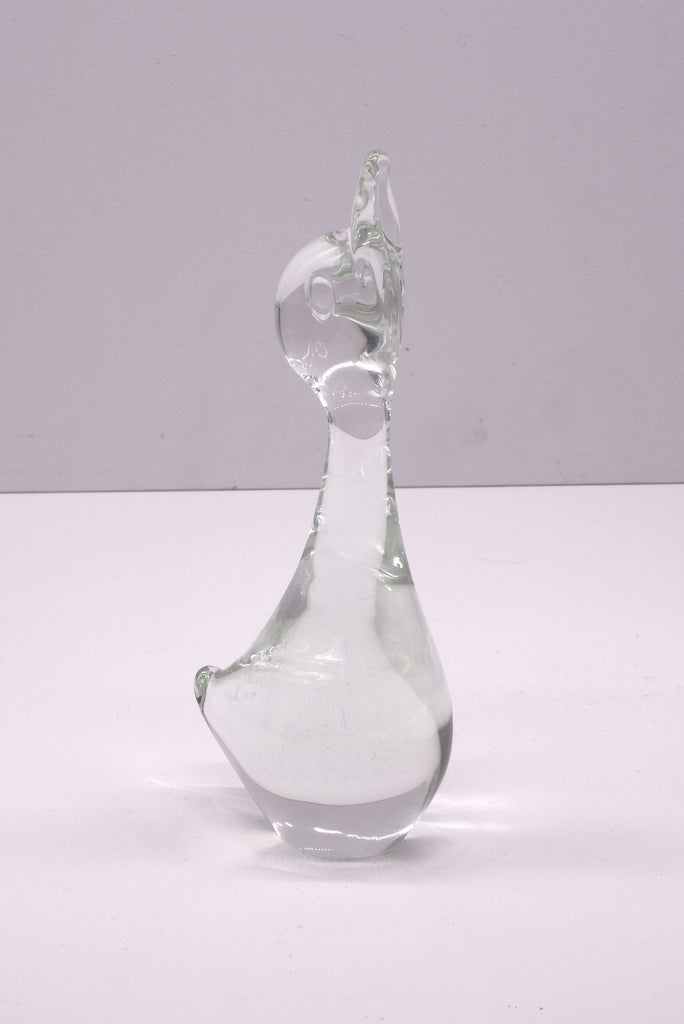 Vintage Glass Baby Duck Sculpture