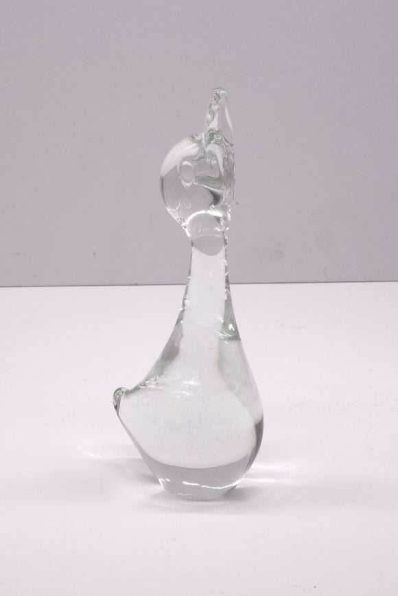 Vintage Glass Baby Duck Sculpture