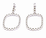 Saint Laurent Silver Diamond Hoop Earrings with Black Diamond Details