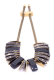 Lanvin Gold Black Crystal Art Deco Necklace