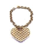 Lanvin Gold Caged Heart Crystal Diamond Necklace SS2014