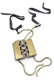 Lanvin Geometric Crystal Necklace with Ribbon FW2014