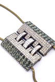 Lanvin Geometric Crystal Necklace with Ribbon FW2014
