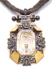 Lanvin Crystal Pendent on Braided Silk Ribbon Necklace