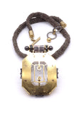 Lanvin Crystal Pendent on Braided Silk Ribbon Necklace