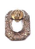 Vintage Gold Ruby Red Huge Square Costume Clip-On Earring