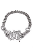 Versace Silver Large Chain Necklace with "DV" Logo Lettering Detail Runway Spring 2003