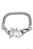 Versace Silver Large Chain Necklace with "DV" Logo Lettering Detail Runway Spring 2003