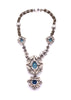 Lanvin Crystal and Sapphire Blue Costume Necklace with Geometric Crystal Pendent