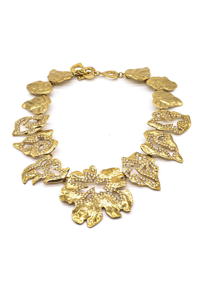 Yves Saint Laurent Gold and Diamond Leaf Statement Necklace - BOUTIQUE PURCHASE PRICE