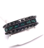 Roberto Cavalli Emerald Green and Stud Gunmetal Cuff Bracelet