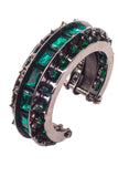 Roberto Cavalli Emerald Green and Stud Gunmetal Cuff Bracelet