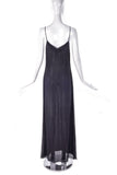 Prada Black Chiffon Maxi Negligee Slip Dress Gown