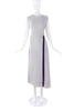 Loewe White Creme Linen Dress with Circular Leather Stencil Detail and Hanging Ribbon - BOUTIQUE PURCHASE PRICE