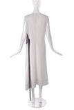 Loewe White Creme Linen Dress with Circular Leather Stencil Detail and Hanging Ribbon - BOUTIQUE PURCHASE PRICE