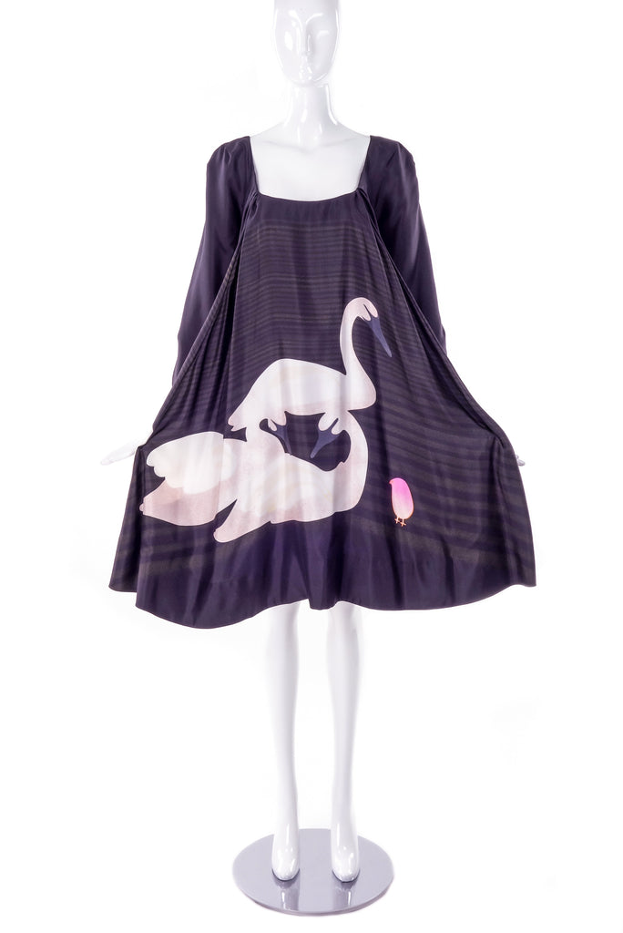 Sonia Rykiel Black Striped A Line Swan Dress