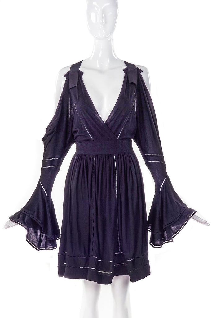 Givenchy Black Cotton Shoulder Cut out Dress