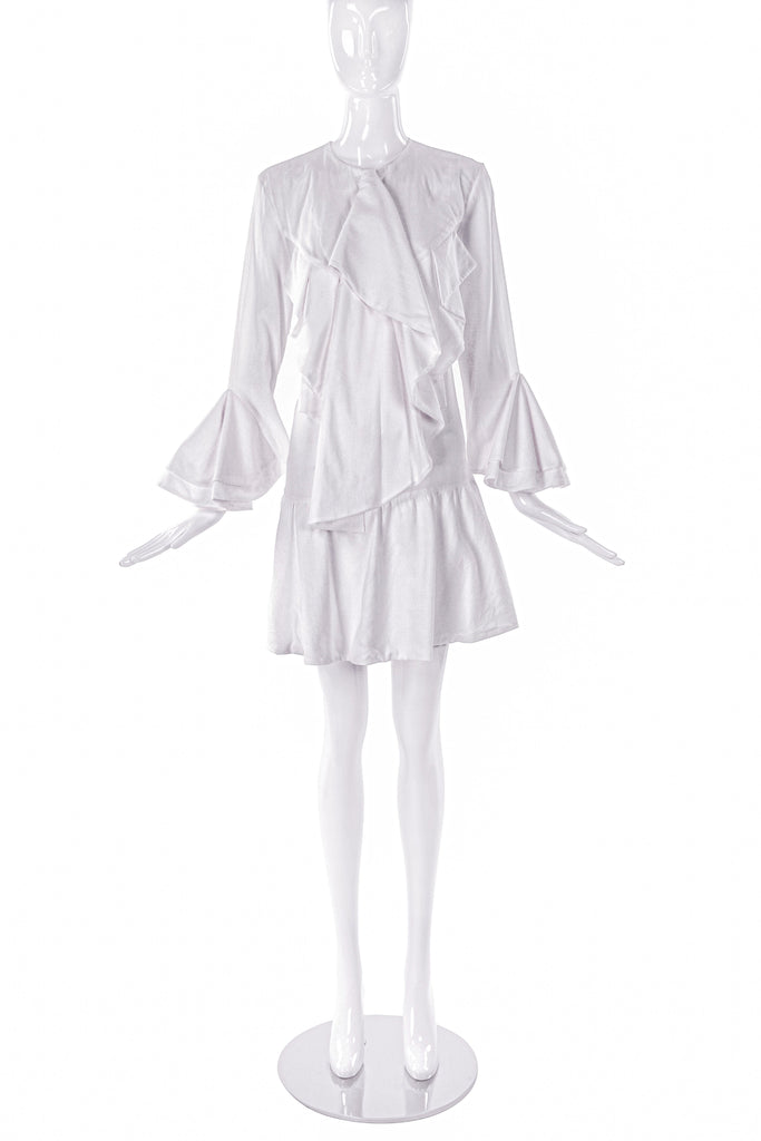 Francesco Scognamiglio White Volant Ruffle Dress - BOUTIQUE PURCHASE PRICE