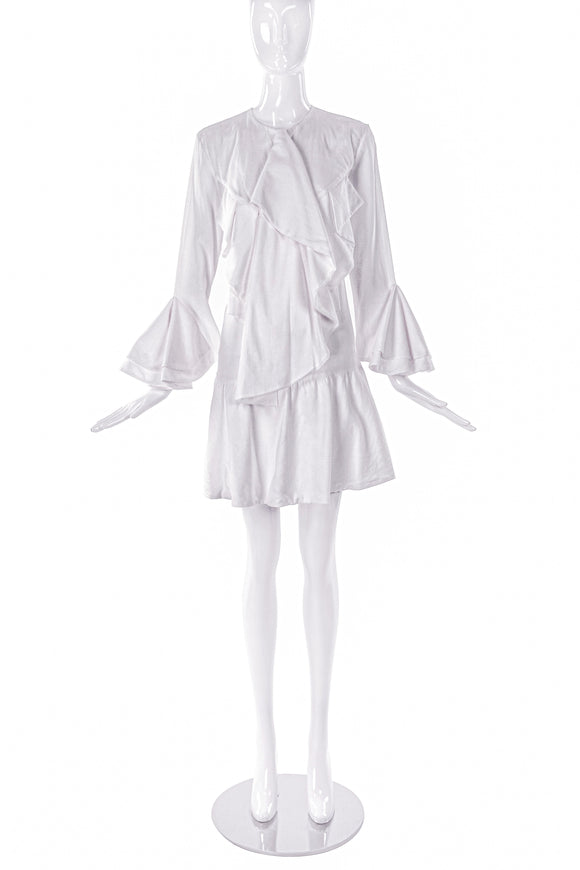 Francesco Scognamiglio White Volant Ruffle Dress - BOUTIQUE PURCHASE PRICE