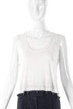 Sonia Rykiel White Cotton Tank Top with Black Glass Beads - BOUTIQUE PURCHASE PRICE