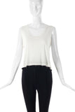Sonia Rykiel White Cotton Tank Top with Black Glass Beads - BOUTIQUE PURCHASE PRICE