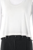 Sonia Rykiel White Cotton Tank Top with Black Glass Beads - BOUTIQUE PURCHASE PRICE