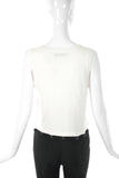 Sonia Rykiel White Cotton Tank Top with Black Glass Beads - BOUTIQUE PURCHASE PRICE