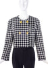 Versace Jeans Couture Bouclé Houndstooth Jacket with Gold Medusa Buttons - BOUTIQUE PURCHASE PRICE