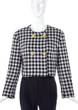 Versace Jeans Couture Bouclé Houndstooth Jacket with Gold Medusa Buttons - BOUTIQUE PURCHASE PRICE