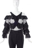 Francesco Scognamiglio Black Chiffon Ruffle Top with Swiss Dot Tulle - BOUTIQUE PURCHASE PRICE