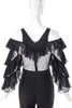 Francesco Scognamiglio Black Chiffon Ruffle Top with Swiss Dot Tulle - BOUTIQUE PURCHASE PRICE