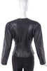 Loewe Vintage Black Leather Jacket with Flower Lace Inlay Embroidery