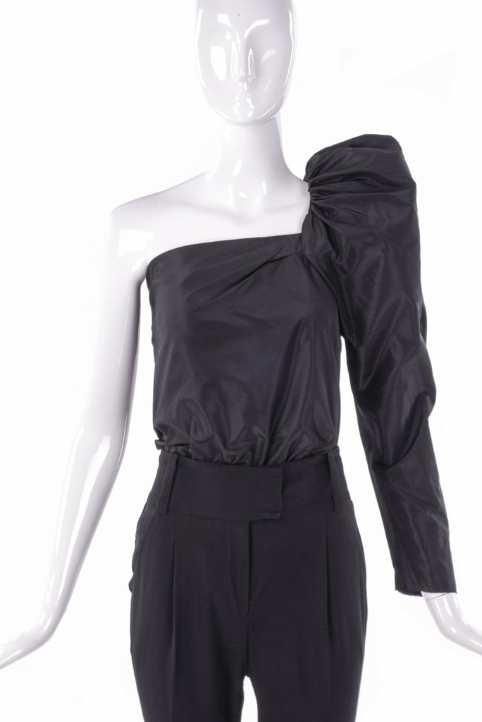 Lanvin Asymmetric Black One Sleeve "Elephant Trunk" Puff Top