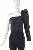 Lanvin Asymmetric Black One Sleeve "Elephant Trunk" Puff Top