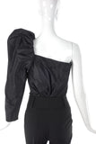 Lanvin Asymmetric Black One Sleeve "Elephant Trunk" Puff Top