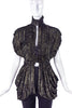 Vicky Tiel Couture Paris Gold Lame Black Turtleneck Peplum Top - BOUTIQUE PURCHASE PRICE