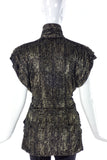 Vicky Tiel Couture Paris Gold Lame Black Turtleneck Peplum Top - BOUTIQUE PURCHASE PRICE
