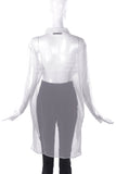 Christopher Kane White Oversized Sheer Button- Up Shirt Blouse with Bow - BOUTIQUE PURCHASE PRICE