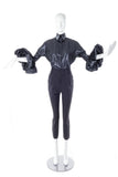 Boudicca Black Shine "Trash Bag" Shirt Blouse with Sculptural Balloon Sleeve FW2005