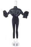 Boudicca Black Shine "Trash Bag" Shirt Blouse with Sculptural Balloon Sleeve FW2005