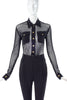Moschino Vintage 80's Fishnet Gold Button Bodysuit Versace Style
