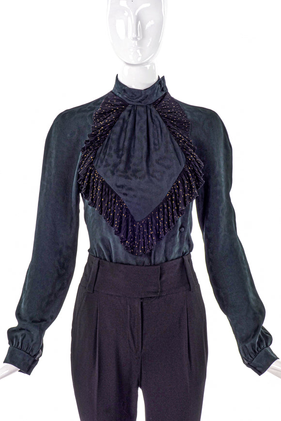 Ted Lapidus Paris Couture Leopard Print Ruffle Blouse - BOUTIQUE PURCHASE PRICE