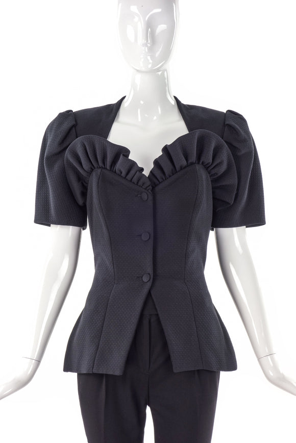 Vicky Tiel Couture Ruffled Heart Neckline Skirt Suit - BOUTIQUE PURCHASE PRICE