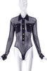Moschino Vintage 80's Fishnet Gold Button Bodysuit Versace Style