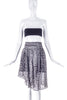 Preen by Thornton Bregazzi Grey Chiffon and Lurex Mulit Print Floral and Star PrintAsymmetrical Skirt - BOUTIQUE PURCHASE PRICE