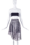 Preen by Thornton Bregazzi Grey Chiffon and Lurex Mulit Print Floral and Star PrintAsymmetrical Skirt - BOUTIQUE PURCHASE PRICE
