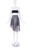 Preen by Thornton Bregazzi Grey Chiffon and Lurex Mulit Print Floral and Star PrintAsymmetrical Skirt - BOUTIQUE PURCHASE PRICE